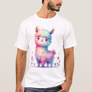 T-shirt Illustration de lama adorable art animal pastel