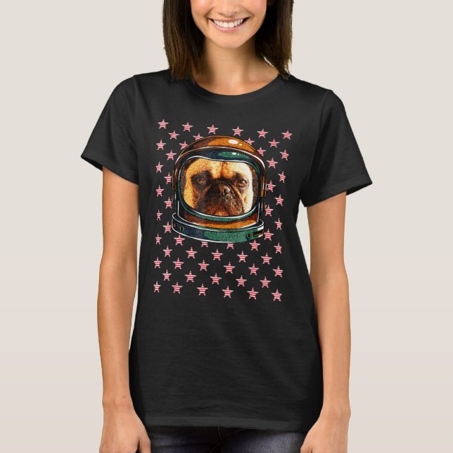 T-shirt Illustration de l'astronaute de chiens français du (Devant)