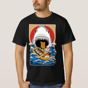 T-shirt Illustration de l'attaque de requins sushis