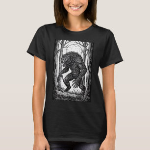T-shirt Illustration de loup-garou vintage Halloween horre