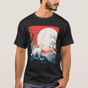 T-shirt Illustration de loup lunaire Graphique Faune Renar