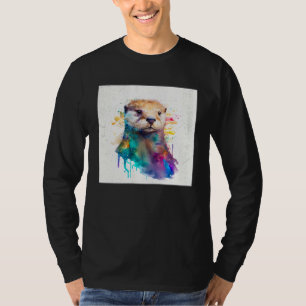 T-shirt Illustration de loutre mignonne éclaboussure de pe