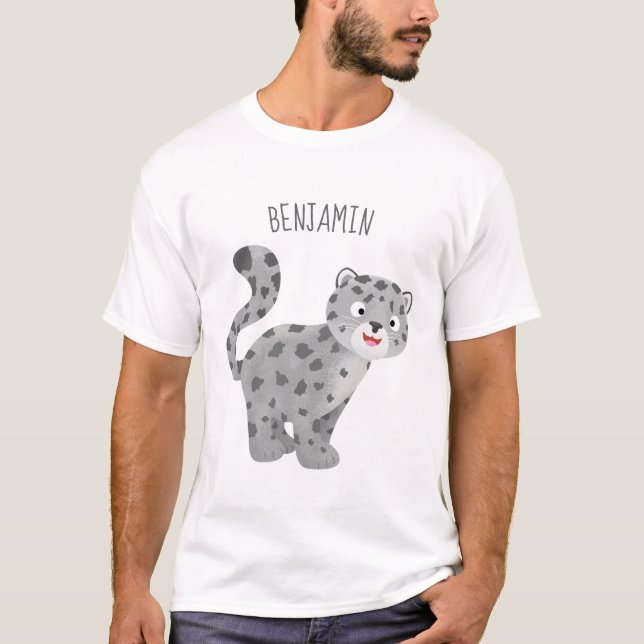 T-shirt Illustration de mignon léopard des neiges (Devant)