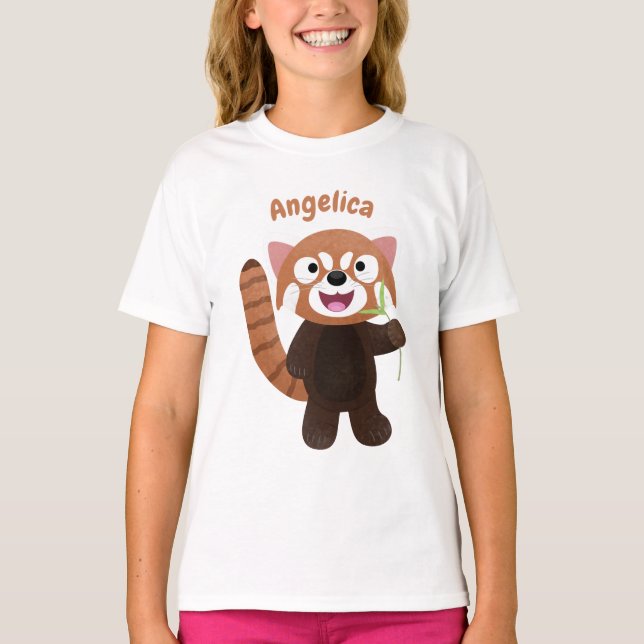 T-shirt Illustration de panda rouge mignon (Devant)