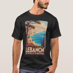T-shirt Illustration de paysage libanais Art de voyage vin