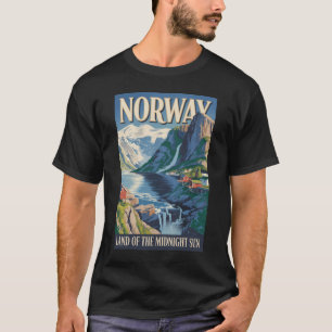 T-shirt Illustration de paysage norvégien Art de voyage vi