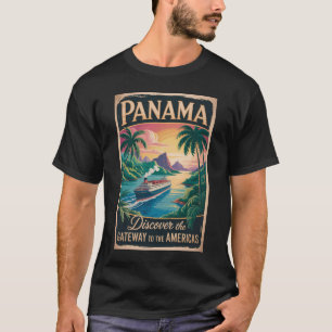 T-shirt Illustration de paysage panaméen Art de voyage vin