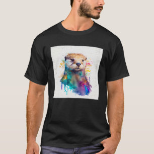 T-shirt Illustration de peinture de Otter mignon Wa coloré