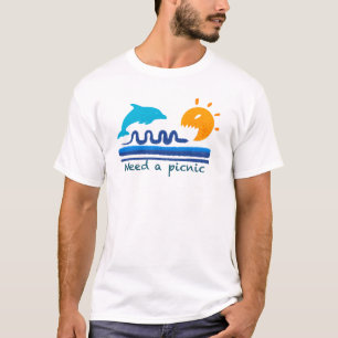 T-shirt Illustration de plage avec dauphins sauteurs Pince
