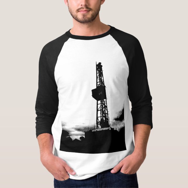 T-shirt Illustration de plate-forme de forage (Devant)