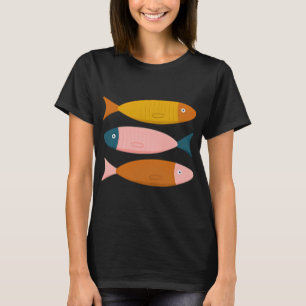 T-shirt Illustration de poissons sardines dans des pastels