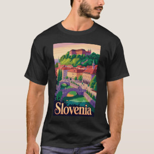 T-shirt Illustration de pont à Ljubljana en Slovénie Art d