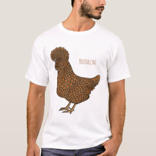 T-shirt Illustration de poulet à la polis chamois