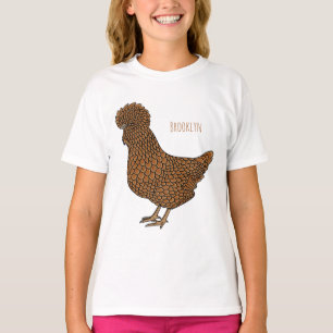 T-shirt Illustration de poulet à la polis chamois