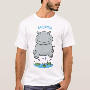 T-shirt Illustration de saut en hippo mignon