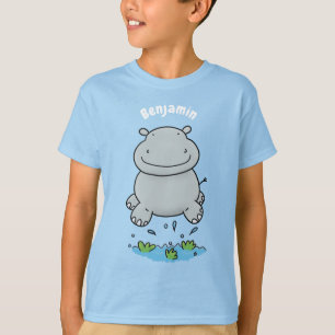 T-shirt Illustration de saut en hippo mignon