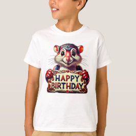 T-shirt Illustration de souris d'anniversaire joyeux dessi