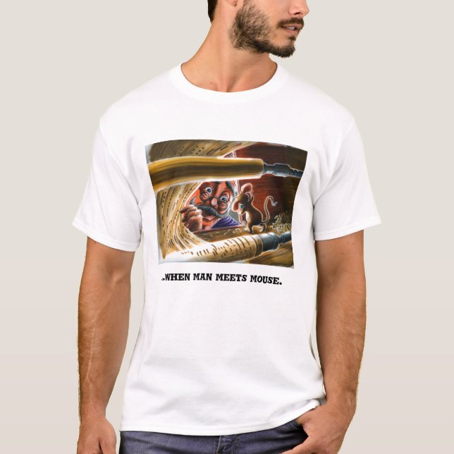 T-shirt Illustration de souris de piano de joueur (Devant)