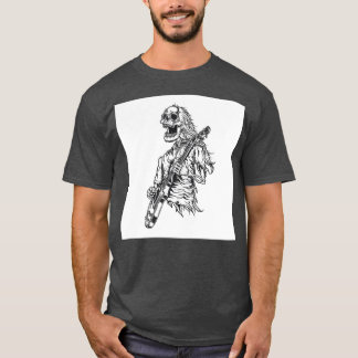 T-shirt Illustration de squelette jouant de la guitare