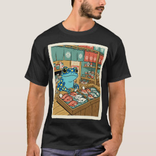 T-shirt Illustration de style japonais du marché de poisso