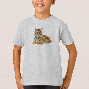 T-shirt Illustration de tigre à l'aquarelle – Faune majest