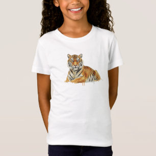 T-Shirt Illustration de tigre à l'aquarelle – Faune majest