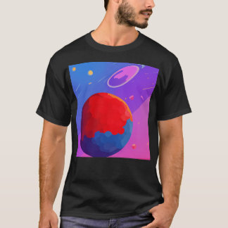 T-shirt Illustration De Trois Planètes En Bleu Et Violet
