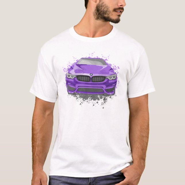 T-shirt Illustration de voiture de sport violet dans le st (Devant)