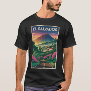 T-shirt Illustration de volcan d'El Salvador Art de voyage