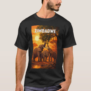 T-shirt Illustration de voyage au Zimbabwe Art vintage