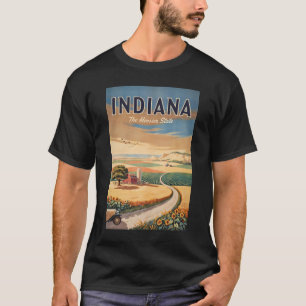 T-shirt Illustration de voyage de la campagne de l'Indiana