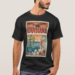 T-shirt Illustration de voyage de l'État du Pélican de Lou