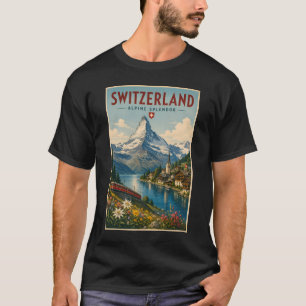 T-shirt Illustration de voyage vintage en Suisse