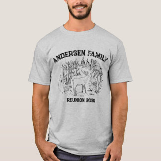 T-shirt Illustration d'élan en forêt pour réunion de famil