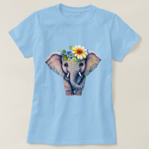 T-shirt Illustration d'éléphant avec tête florale