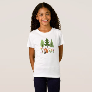 T-Shirt Illustration des fleurs de renards de style scandi