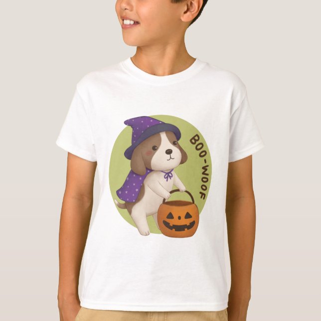 T-shirt Illustration d'Halloween : Boo-Woof (Beagle) (Devant)