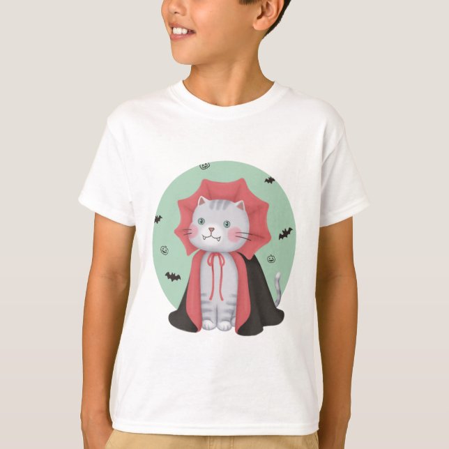 T-shirt Illustration d'Halloween : Vampire Cat (Devant)