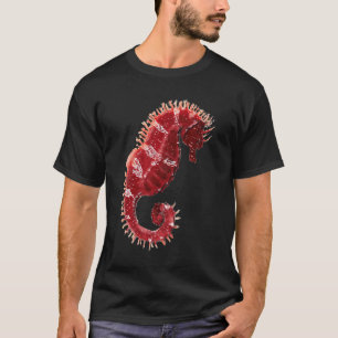 T-shirt Illustration d'hippocampe rouge