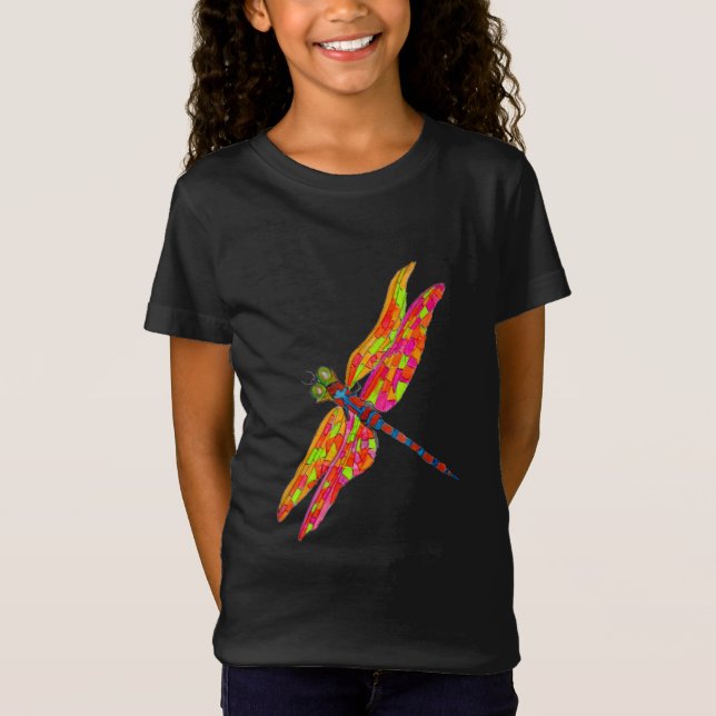 T-Shirt Illustration d'insecte néon de libellule (Devant)
