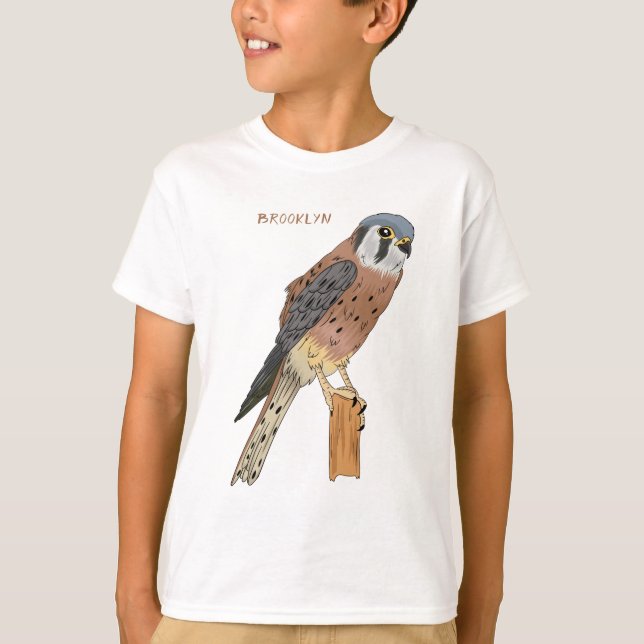 T-shirt Illustration d'oiseau américain Kestrel (Devant)
