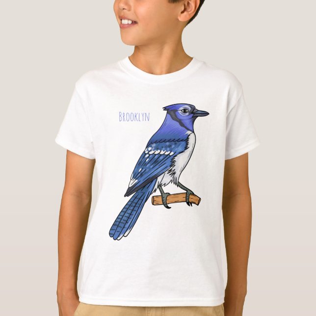 T-shirt Illustration d'oiseau de jay bleu (Devant)
