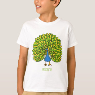 T-shirt Illustration d'oiseau de paon brillant