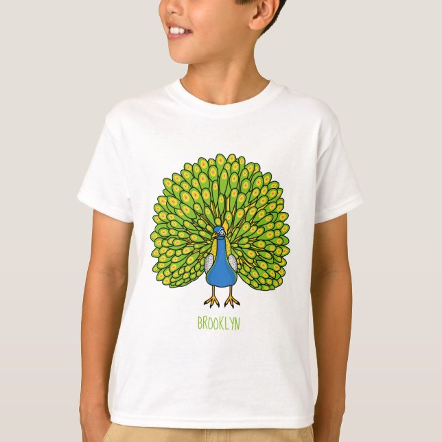T-shirt Illustration d'oiseau de paon brillant (Devant)