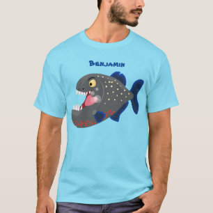 T-shirt Illustration drôle de piranha affamée
