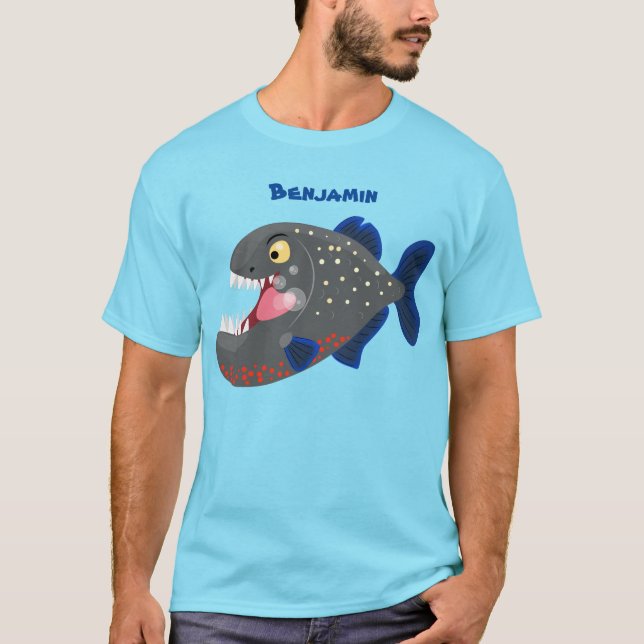 T-shirt Illustration drôle de piranha affamée (Devant)