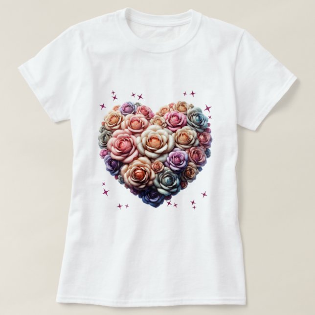 T-shirt Illustration du bouquet en forme de coeur (Design devant)