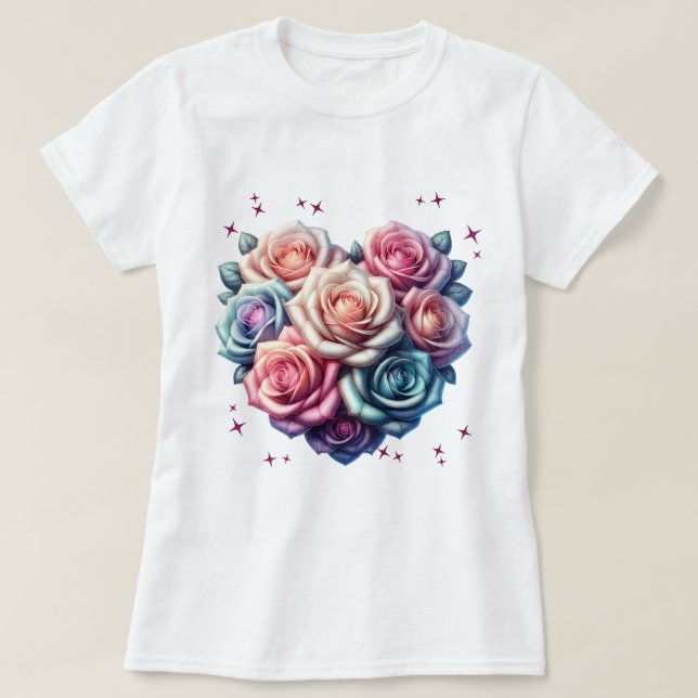 T-shirt Illustration du bouquet en forme de coeur (Design devant)