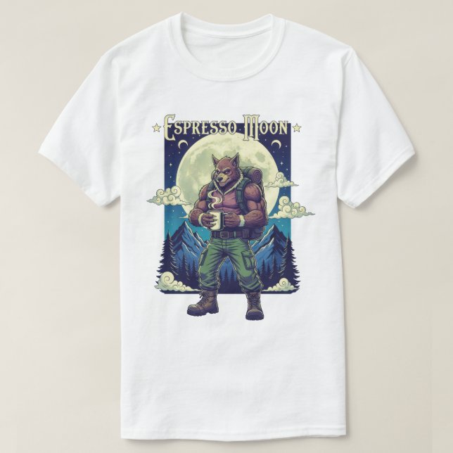 T-shirt Illustration du camping Espresso Moon Werewolf Cof (Design devant)