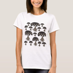 T-shirt Illustration du champignon Abstrait gris noir